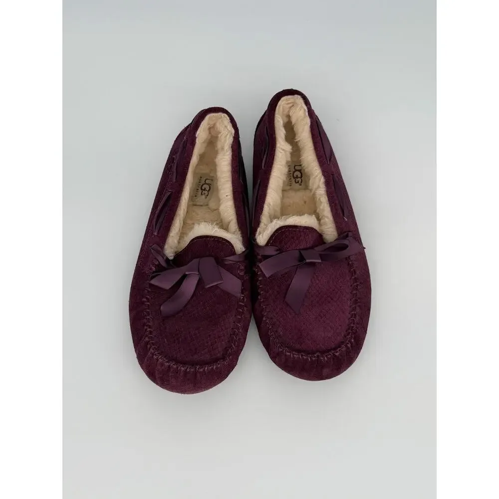 UGG purple suede bow dakota moccasin slipper size 10
